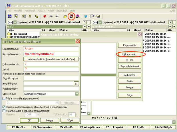 Fájlkezelő Windows Commanderrel. - adatok